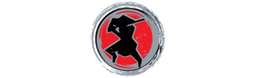 Black ninja silhouette inside a distressed red circle with a grey brushstroke ring bold, martial, and intense logo design.